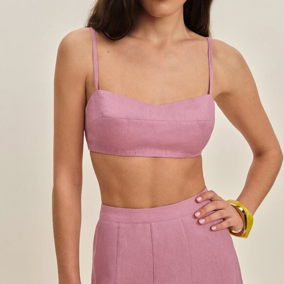 Reformation Pink Jori Linen Top - Picture 2 of 3